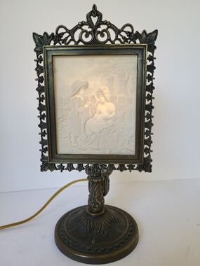 1990s Victorian Stand Lithopane Accent Lamp By The Porcelain Garden